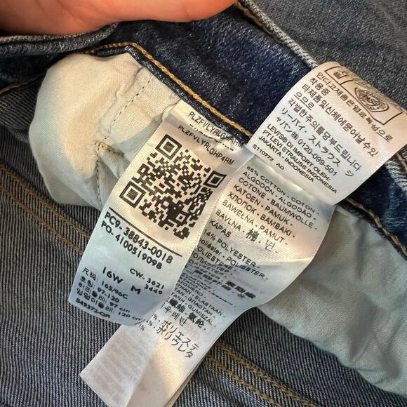 Levi's Blue Cotton Button Fly Cropped Ribcage Straight Ankle Jeans Size 16W - Picture 7 of 15